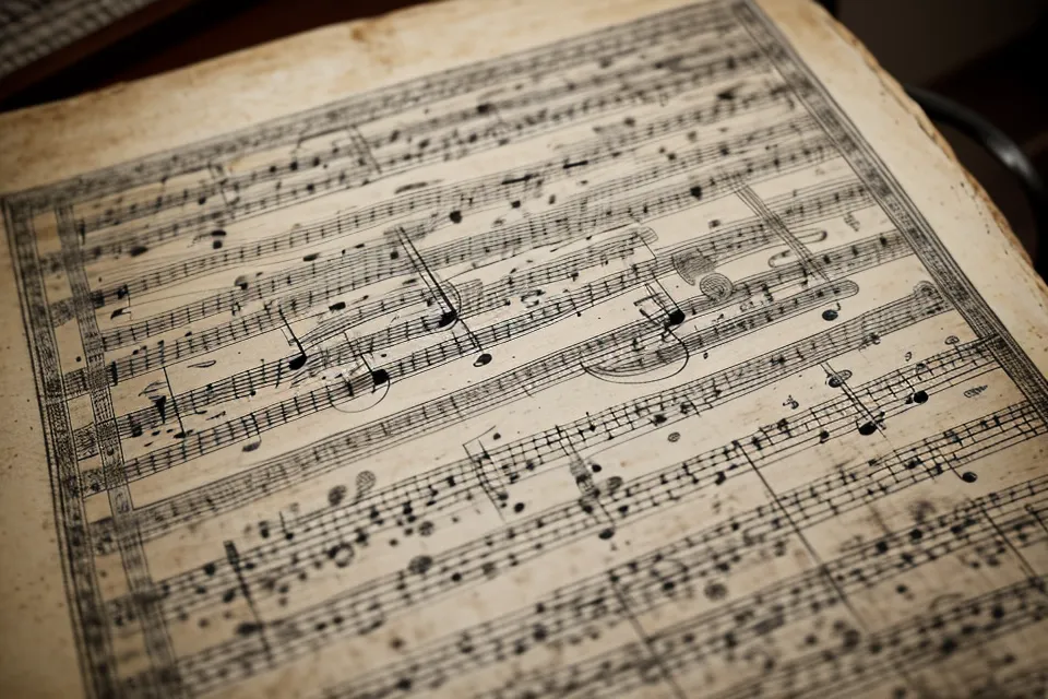 Altes Notenheft mit handschriftlichen Intervall-Notizen auf dem Klavier – Musiktheorie-Basics für den Wiedereinstieg