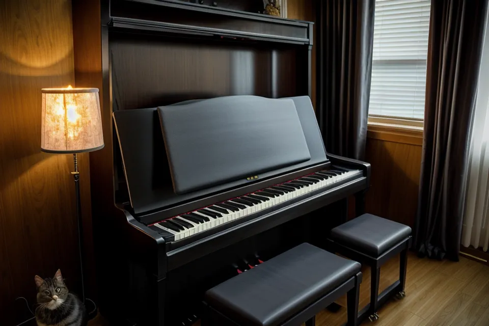 RS-Piano-Akademie im Klavier-Selbststudium: Tablet mit Online-Klavierkurs auf dem Notenständer eines Digitalpianos