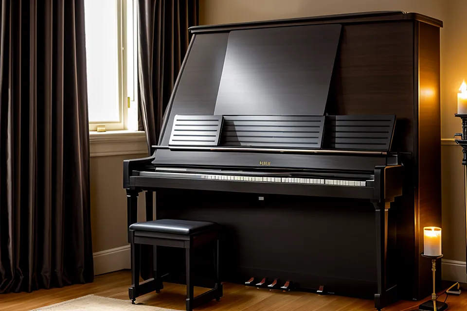 Tablet mit Online-Klavierkurs auf dem Notenständer eines Digitalpianos – Wiedereinstieg mit digitaler Unterstützung