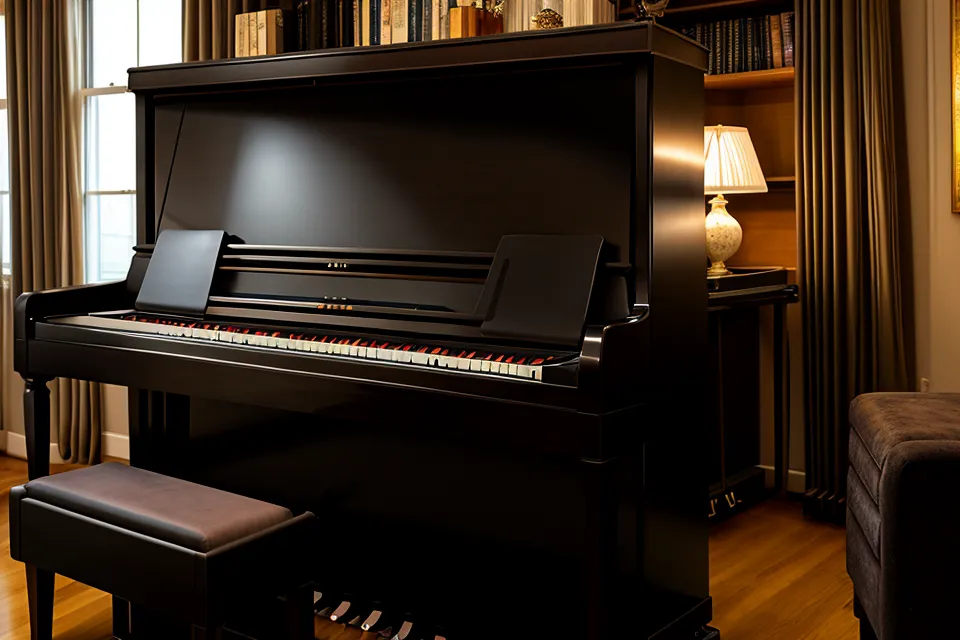 Online-Klavierkurs der RS-Piano-Akademie auf einem Laptop neben dem Digitalpiano.