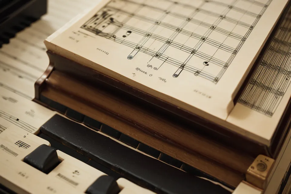 Nahaufnahme eines alten Klaviernotenheftes von 1994 auf dem Notenständer – Zeitzeuge des Klavier-Wiedereinstiegs nach Jahrzehnten Pause