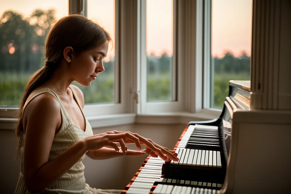 Hände beim Klavierspielen auf dem Digitalpiano am Abend – Alltagsszene aus meinem Erfahrungsbericht zum Klavier-Wiedereinstieg