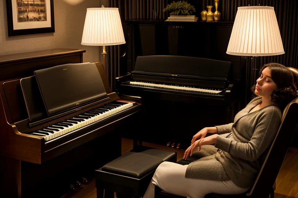Nahaufnahme eines vergilbten Klaviernotenhefts von 1994 auf einem modernen E-Piano als Symbol für Klavier-Grundlagen beim Wiedereinstieg